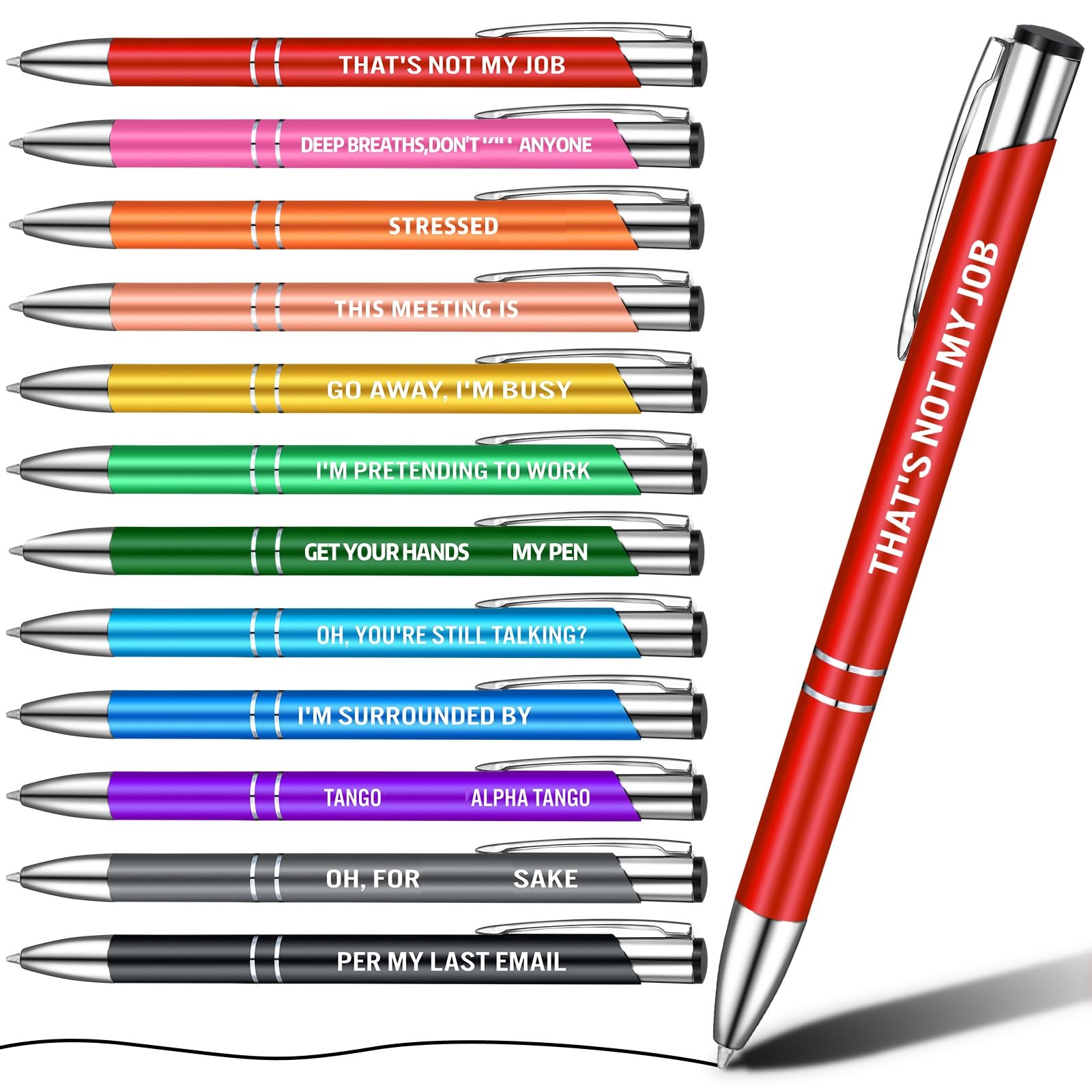 Nezyo 12 Packs Funny Pen Ballpoint Pens for Colleagues Funky Stationery Quirky Leaving Gift Office Accessories for Teacher Adult(Multicolor)