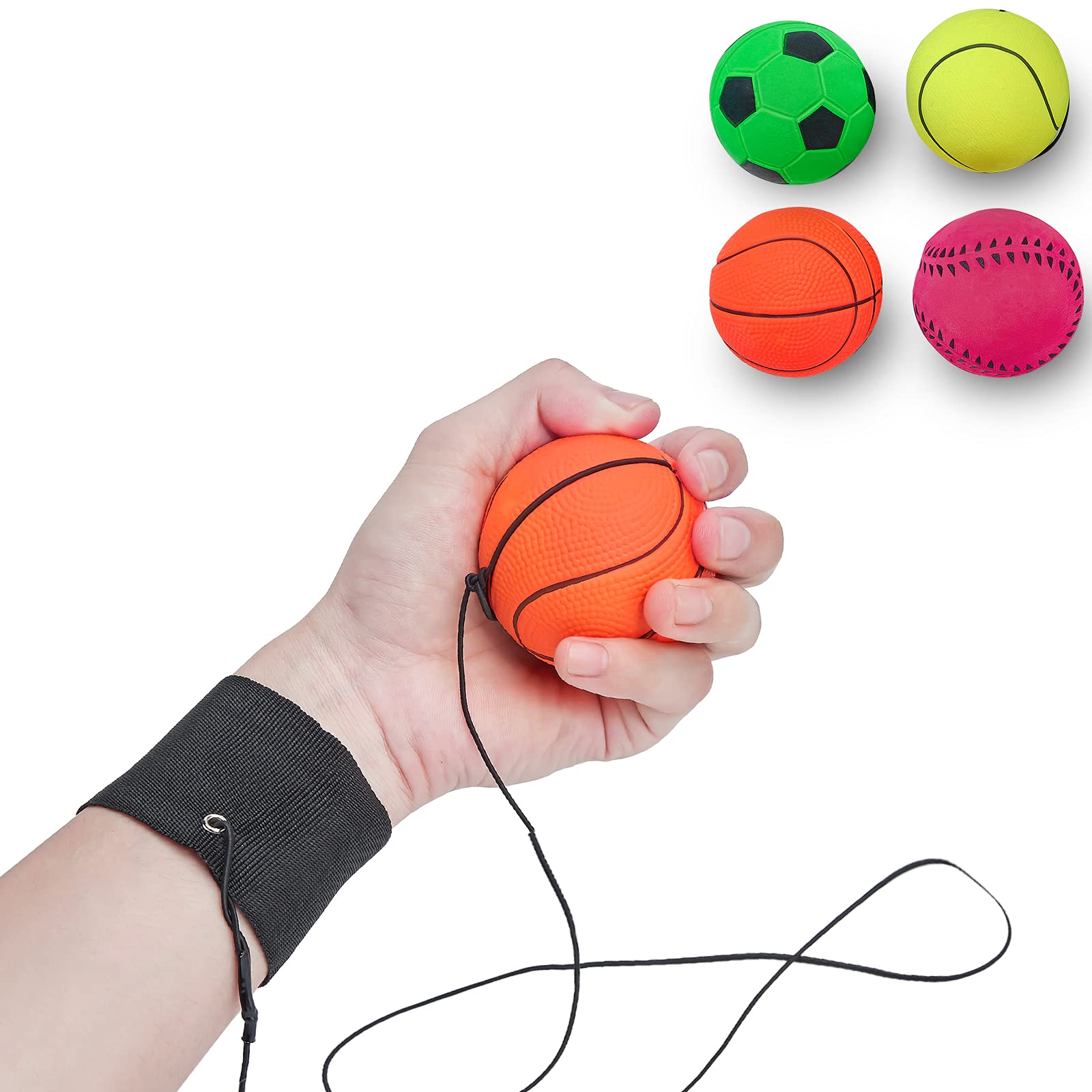 ZUYEE Wrist Band Ball Rubber High Bounce with Velcro Wrist & Elastic
