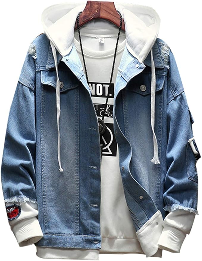 Amazon メンズ パーカー デニム ジャケット フード 付き アウター ヒップホップ ストリート コート 原宿風 春秋服 大きいサイズ カジュアル コート ジャケット 通販 Amazon メンズ パーカー デニム ジャケット フード 付き アウター ヒップホップ ストリート コート 原宿風 春秋服 大きいサイズ カジュアル コート ジャケット 通販