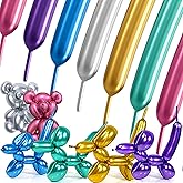SULALABOO Metallic 260 Balloons 100PCS Multicolored Latex Long Shiny Balloon to Twisting Flowers Animals for Birthday Party A