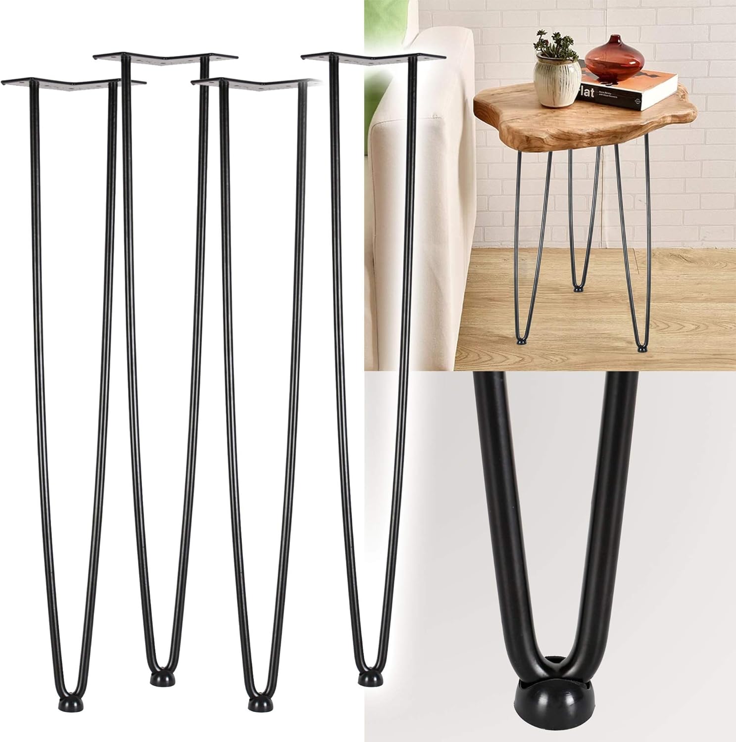 Karpal Set Di 4 Gambe Da Tavolo Hairpin Leg Nero - 45 Cm
