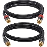 CNCESS Low Noise 12 Gauge Premium RCA Audio Line Patch Cable (3 Feet) | Made of 12AWG coaxial cable and is shielded to prevent EMI or RFI interference from entering your audio system