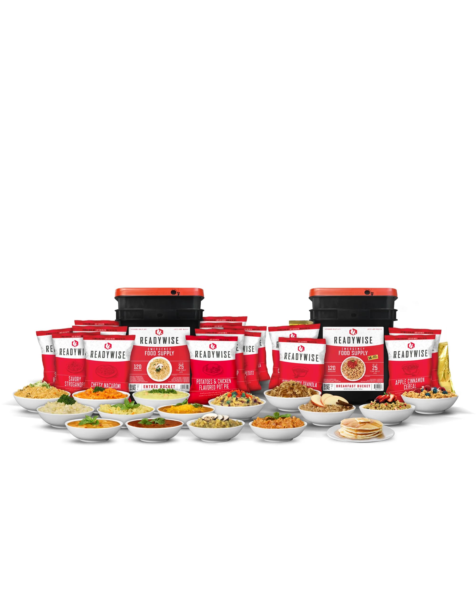 ReadyWise Emergency Food Supply - 240 Servings, 2 Buckets, Freeze Dried ...