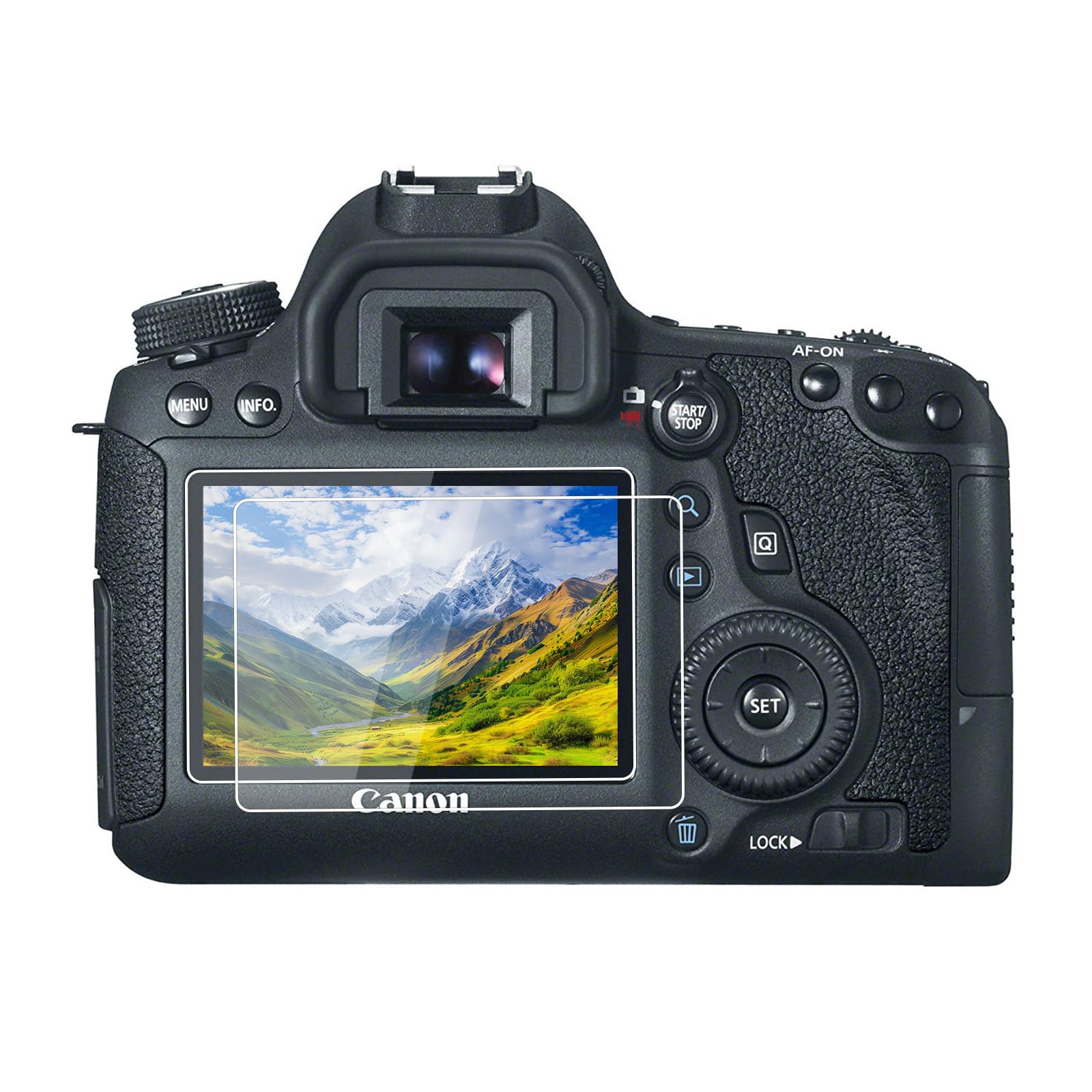 kinokoo Screen Protector for Canon EOS 6D camera, 0.25mm 9H Hardness Tempered Glass Film for Canon EOS 6D Digital camera - Bubble Free& Anti-Scratch&Anti-Finger Print (2 Pack)