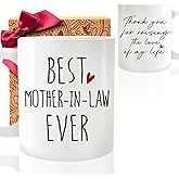 Mother in Law Mug Gift for MIL from Daughter/Son in laws, Best Mother-in-Law Ever - Thank You for Raising The Love of My Life mug, Birthday Thanksgiving Christmas Mugs Gifts Idea for mother in law-108