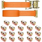 SALUINOKI 20 Pack E Track 2 Ratchet Strap Etrack Van Strap Box Truck Straps Accessories Heavy Duty 12ft E Track Accessories 4400lbs Breaking Load, 2200 Working Load Orange