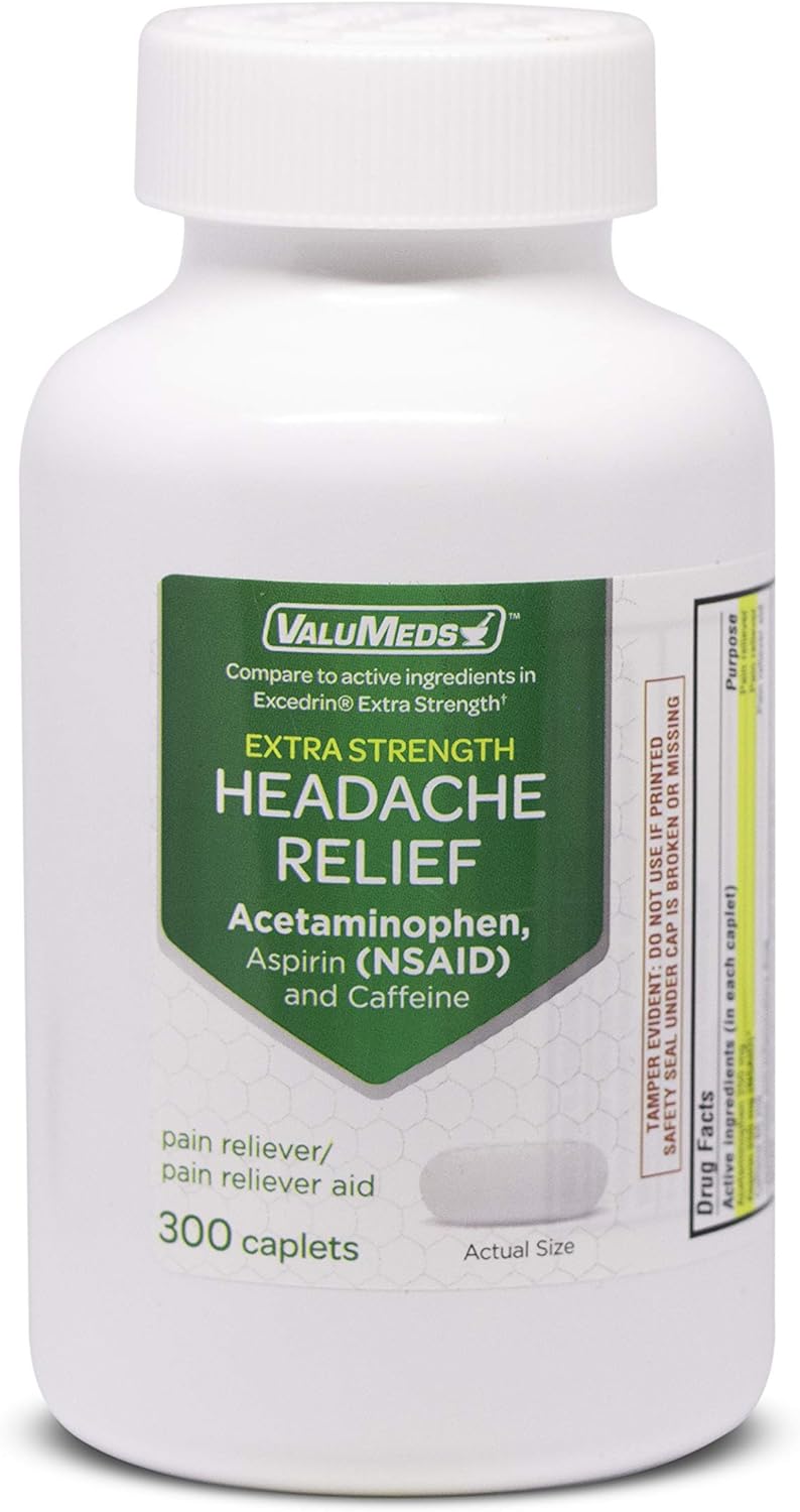 ValuMeds Extra Strength Headache Relief Caplets (300-Count) | Nonsteroidal Anti-Inflammatory Pain Reliever | Arthritis, Muscles, Joints: Health & Personal Care