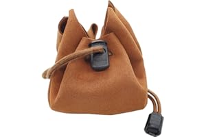 Handmade Dice Bag-Tray-Draw String Dice Pouch for Dungeons and Dragons RPG D&D Dices, Natural Brown Rich Looking PU Leather B