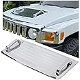 KUAFU Hood Vent Compatible with 2006-2010 Hummer H3 H3T Hood Louver Hood Deck w/Handles Silver Air Vent Grille Chrome Moulding Trim