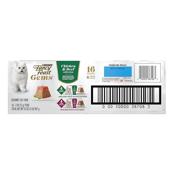 FANCY FEAST GEMS PATE CAT FOOD MOUSSE CHICKEN OR BEEF AND A HALO OF SAVORY GRAVY WET CAT FOOD VARIETY PACK – (1) 8 CT. BOXES – 8 CT. BOX