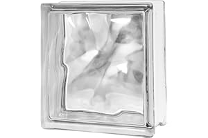 BOLDWAY 1 Pack-7.48"x7.48"x3.54" High Transparency Cloud and Mist Patterned Square Hollow Glass Brick - Used in Building Fields Such as Restaurant partitions,bathrooms,and for DIY Lighting fixtures etc