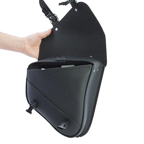 Willie Max Black Synthetic Leather Motorcycle Swingarm Bag for