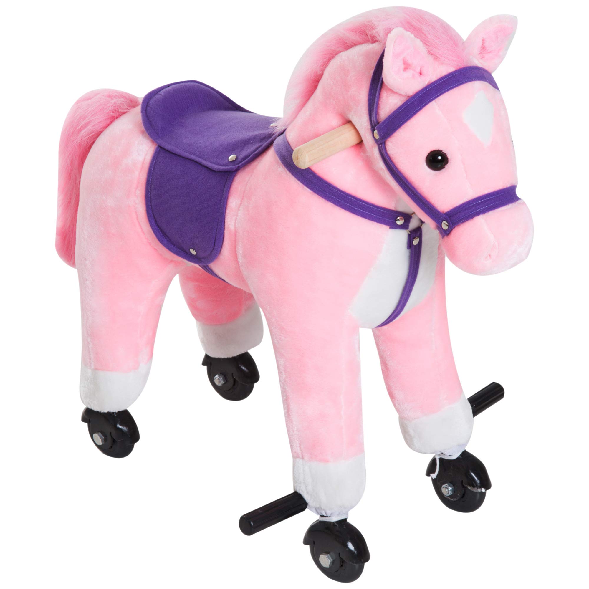 Homcom Wooden Action Pony Wheeled Walking Horse Little Baby Plush Toy Wooden Style Ride On Animal Kids Gift W Sound Pink Buy Online In Gambia At Gambia Desertcart Com Productid