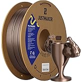 JUSTMAKER PLA Metallic Finish 3D Printer Filament, Metallic Shining Filament Without Paint, Dimensional Accuracy +/-0.03mm, 1.75mm, Upgrade Cardboard Spool,Fit Most FDM Printer, 1 kg, Coffee Gold