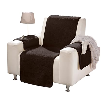 Erwin Müller Sesselschoner m. Fußteil Wolle braun Größe 50x190 cm