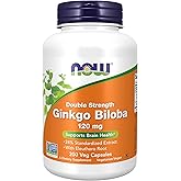 NOW Foods Supplements, Ginkgo Biloba 120 mg, Double Strength, Non-GMO Project Verified, 200 Veg Capsules