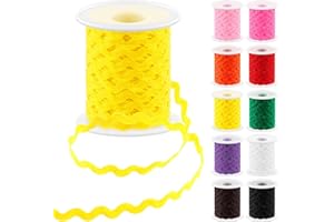 Glarks 1Pcs 27Yard/25M Yellow Rick Rack Trim Ribbon Wave Sewing Bending Fringe Trim for DIY Sewing Crafts Wedding Bridal Dress Embellishment Party Decoration Gift Wrapping Supplies