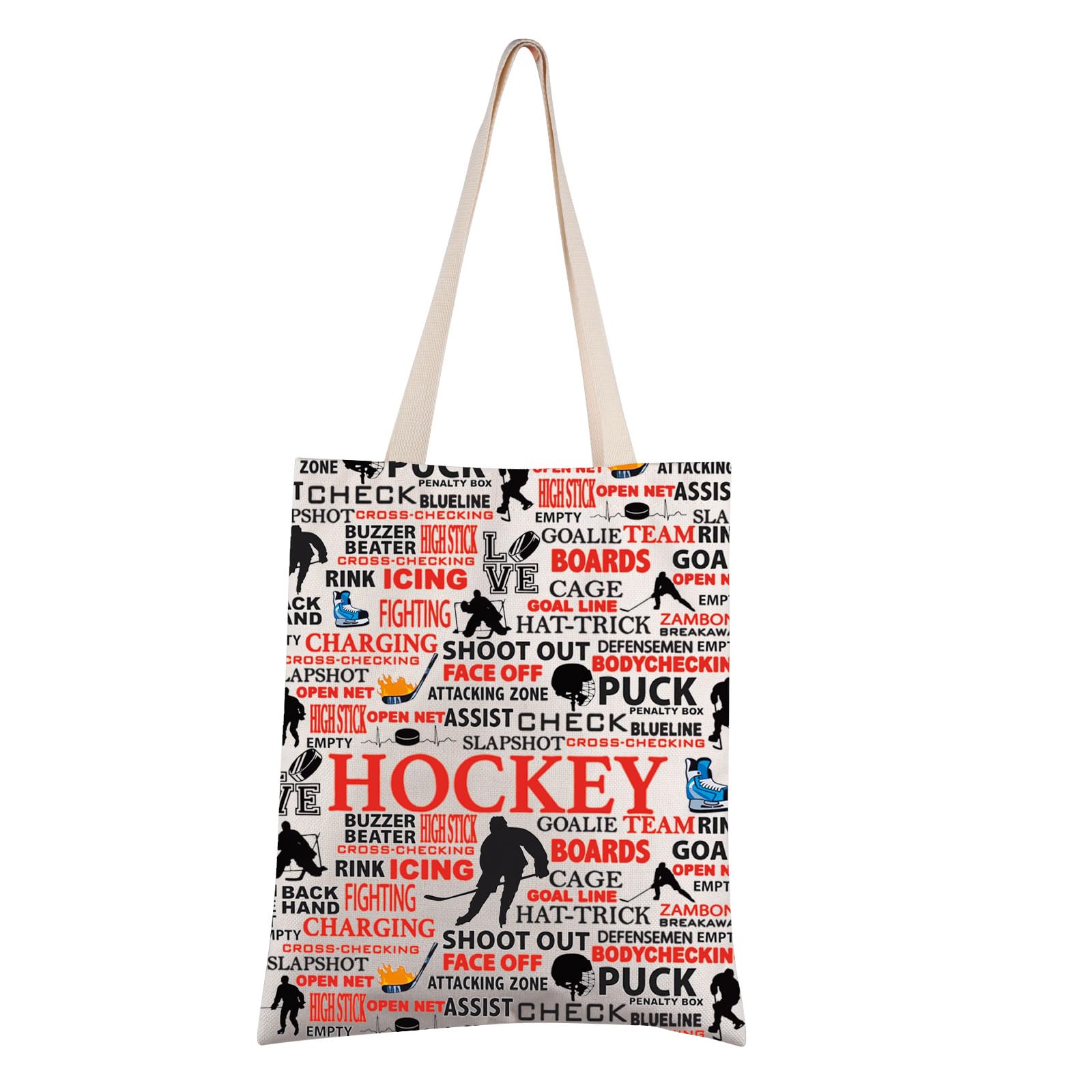 FEELMEM Hockey Player Inspirational Gift Ice Hockey Team Gifts Hockey Tote Bag Gift for Ice Hockey Lovers Graduation Gift