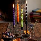 Nuanchu 4 Pcs Twisted Taper Candles, 7.87 Inch, Pure, Halloween Purple | Unscented Spiral Candlesticks for Wedding Dinner Party, Dripless Smokeless Wax, Home Holiday Table Decorations Centerpiece