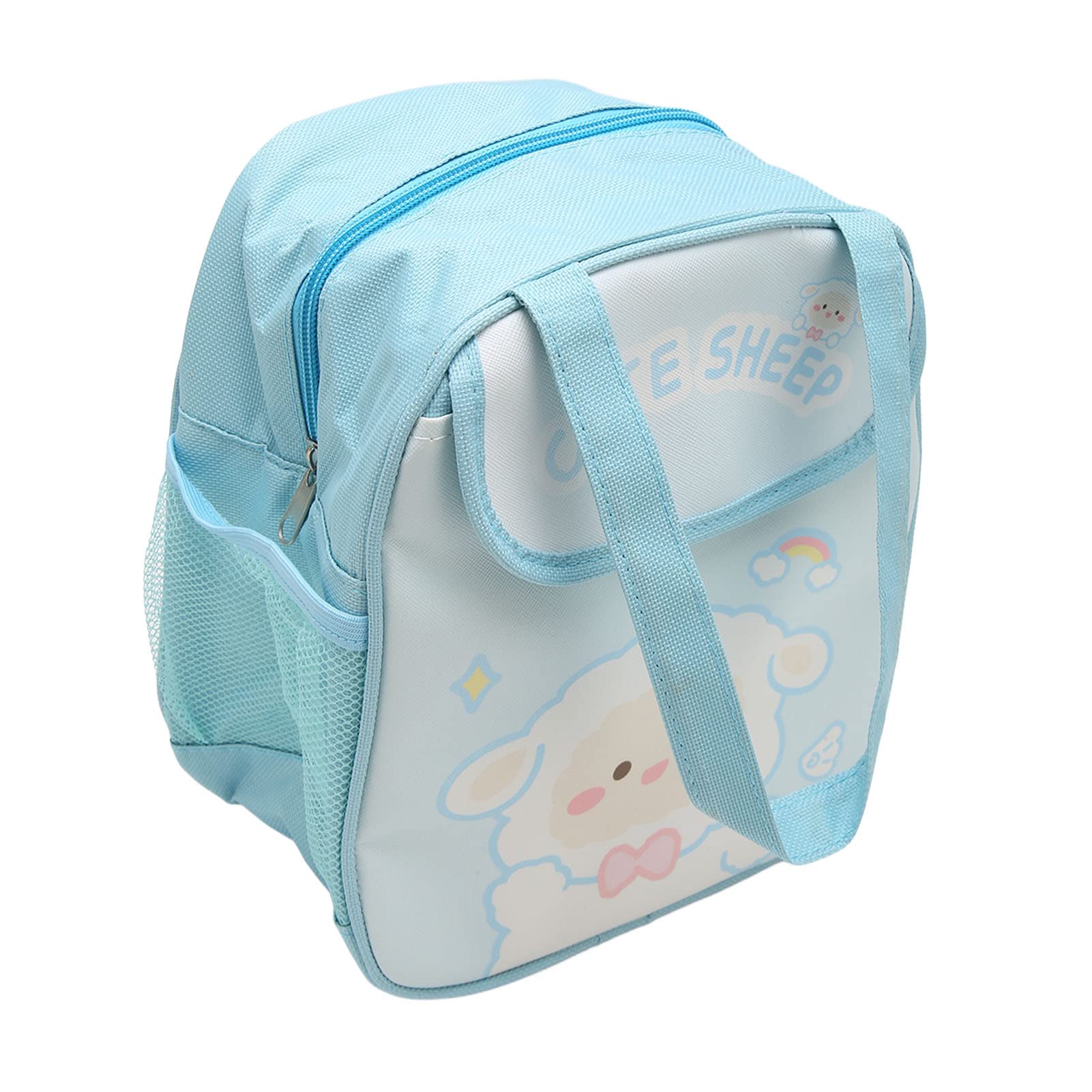 TOPINCN Insulated Lunch Bag, Thicken Kawaii Lunch Box Oxford Cloth PU for Office (Blue Sheep)