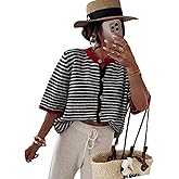 AMEBELLE Women's Lightweight Short Sleeve Cardigan Summer Casual Striped Knit Open Front Sweater