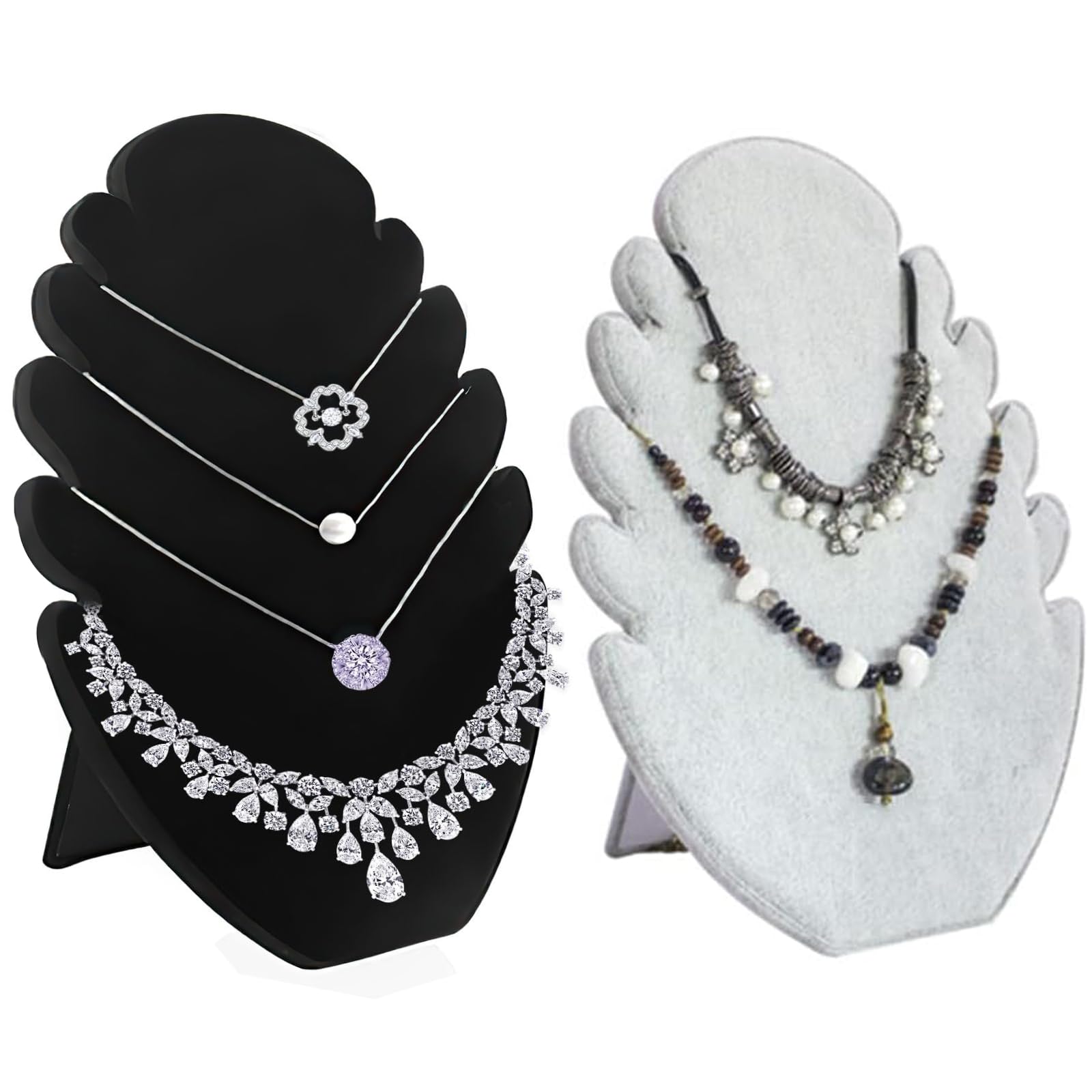 xutong 2 Pieces Necklace Display Stand with 5 Chain Slots for Hanging Necklace Jewelry Organizer Holder Velvet