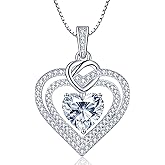 N9NEMUSES InfinityLove Heart Pendant Necklaces for Women, 2-5 Carat Moissanite Heart Necklace, Anniversary Birthday Christmas Valentine Engagements Mothers Day Jewelry for Wife Her Girlfriend Mom Daughter