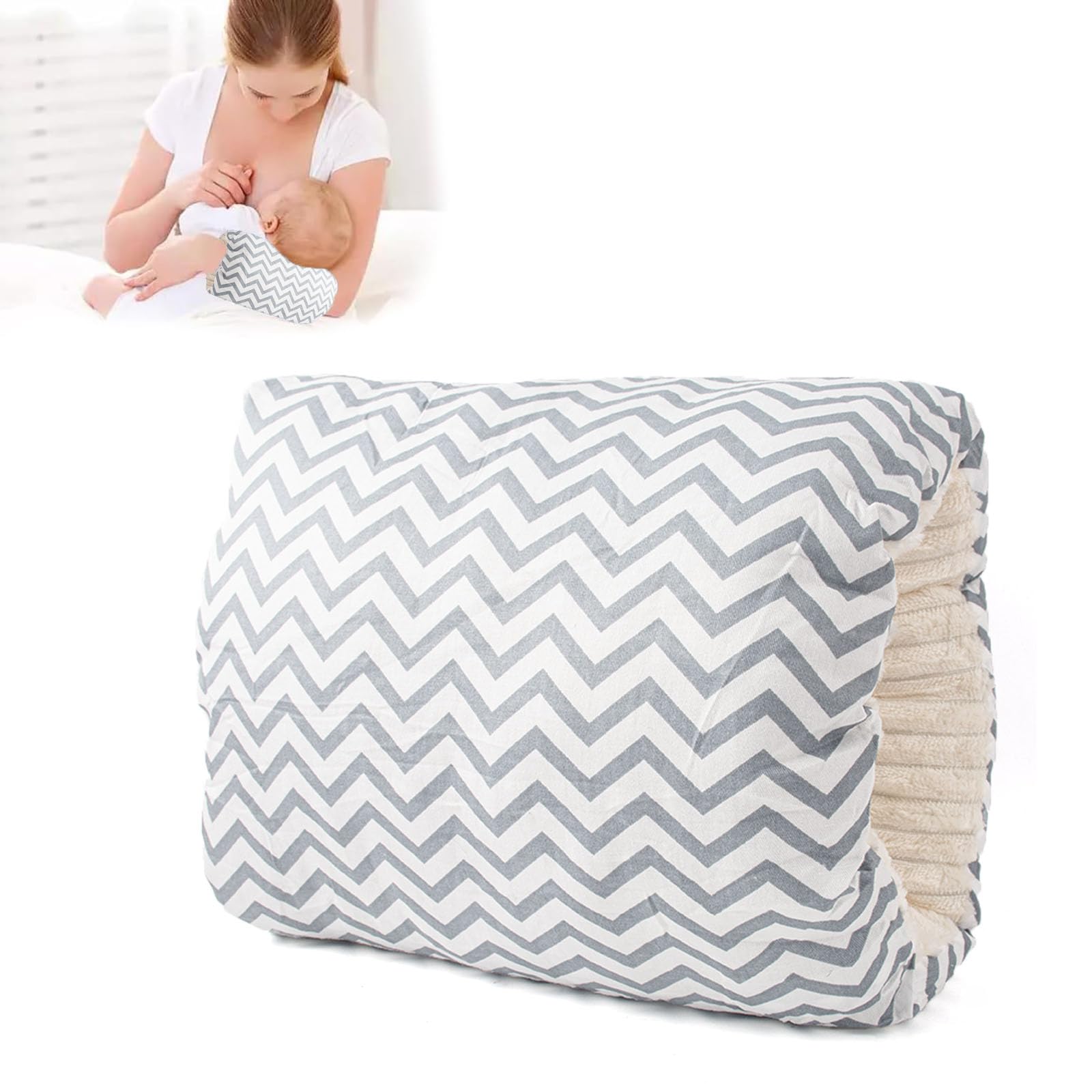 Soft Cotton Cozy Cradle Pillow,AWAVM Cozy Cradle Arm Pillow for Baby Nursing Head Support Pillow Anti-Spitting Breastfeeding and Bottle Feeding Nursing Arm Pillow Gift for Mothers (Gray fine stripes)