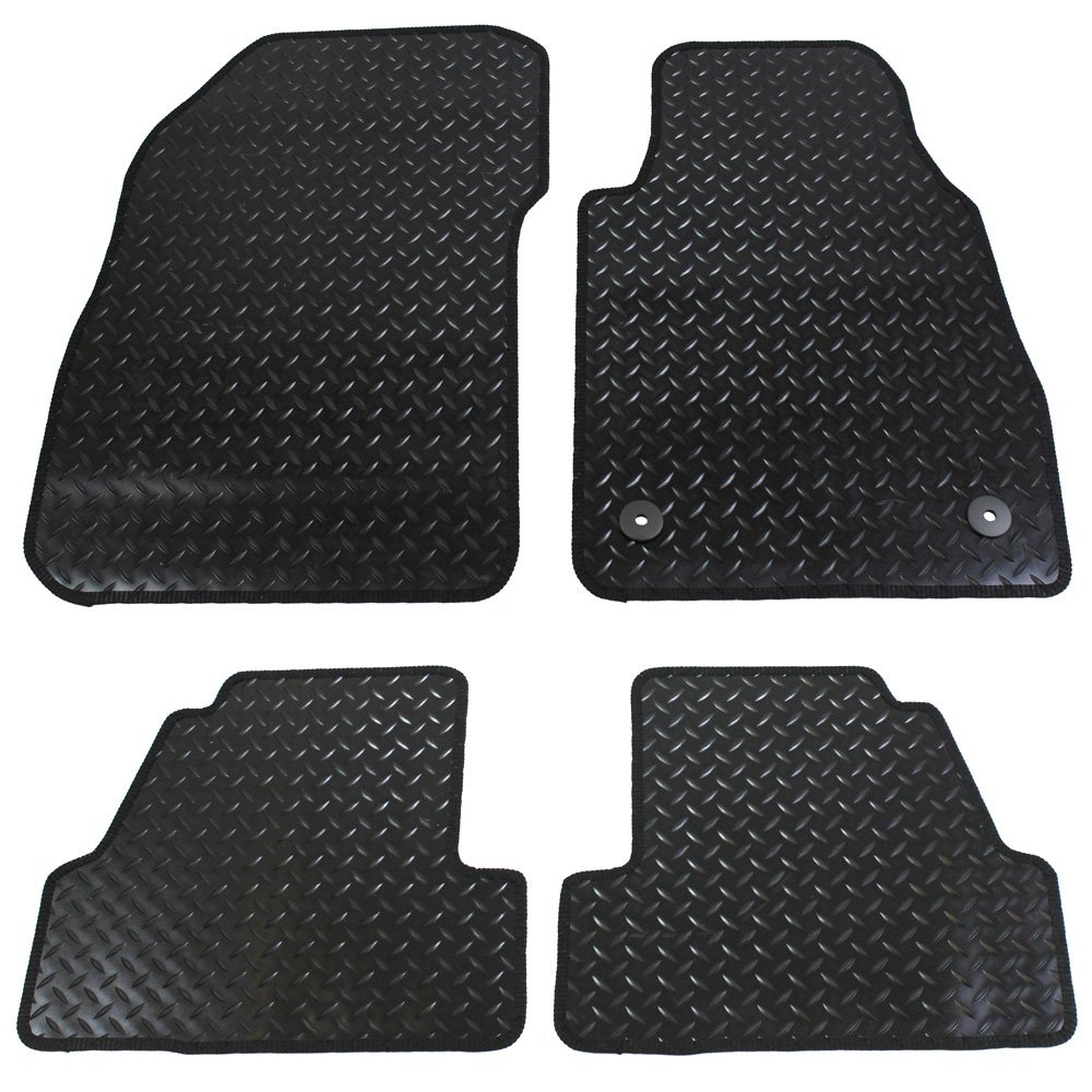 JVL 2887R Fully Tailored 4 Piece Rubber Car Mat Set 2 Clips, Black