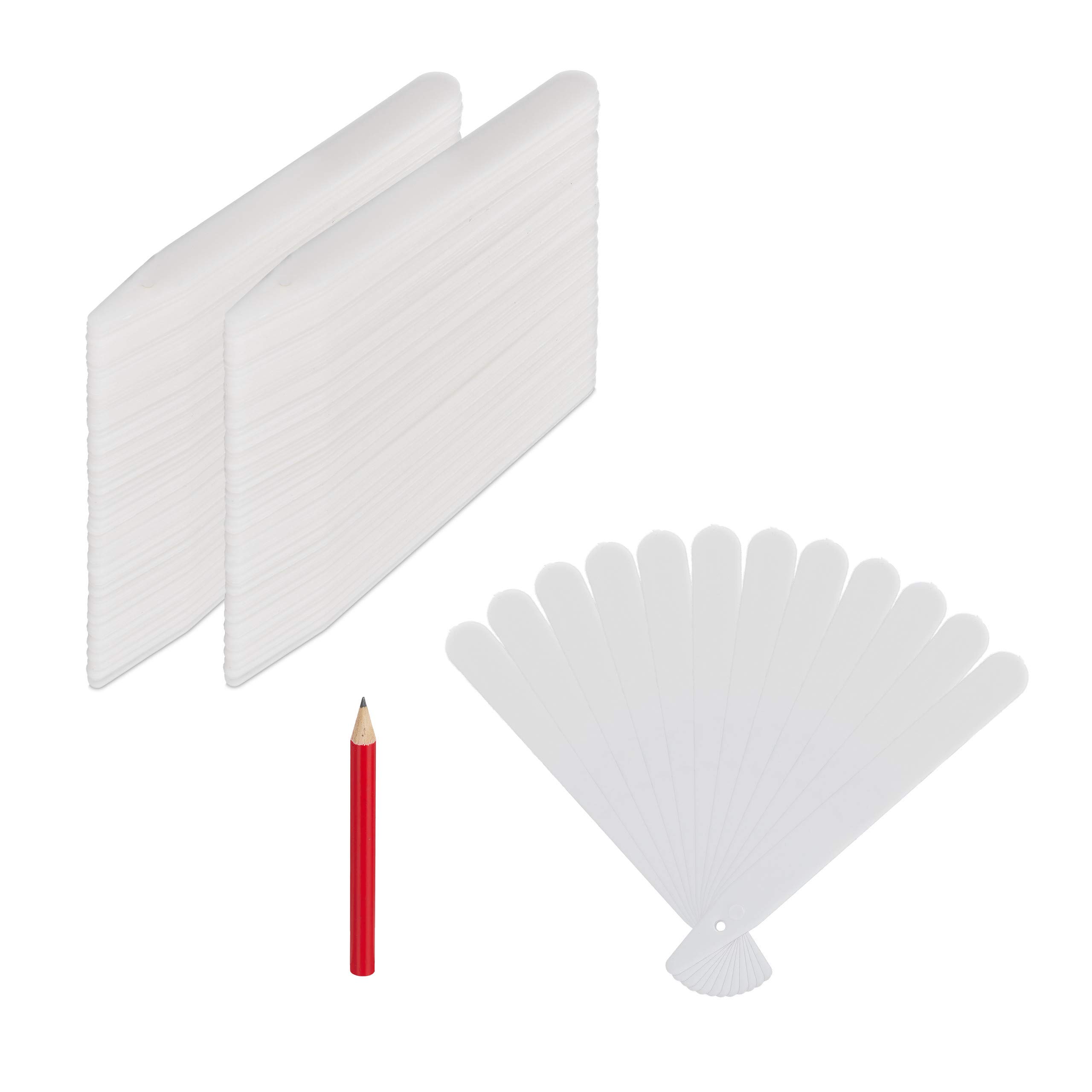 Relaxdays Plant Labels Pack of 300, For Labelling Flower & Herb Pots, Garden Tags, Plastic Markers, 13cm Long, White