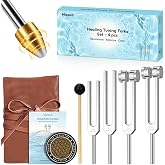 Mieaoll Tuning Forks for Healing Set, 128Hz, 136.1Hz, 256Hz, 384Hz | Sound Healing for Meditation, Yoga and Chakra Therapy, Gifts for Women, Friends and Beginners, Mother's Day Gifts for Moms