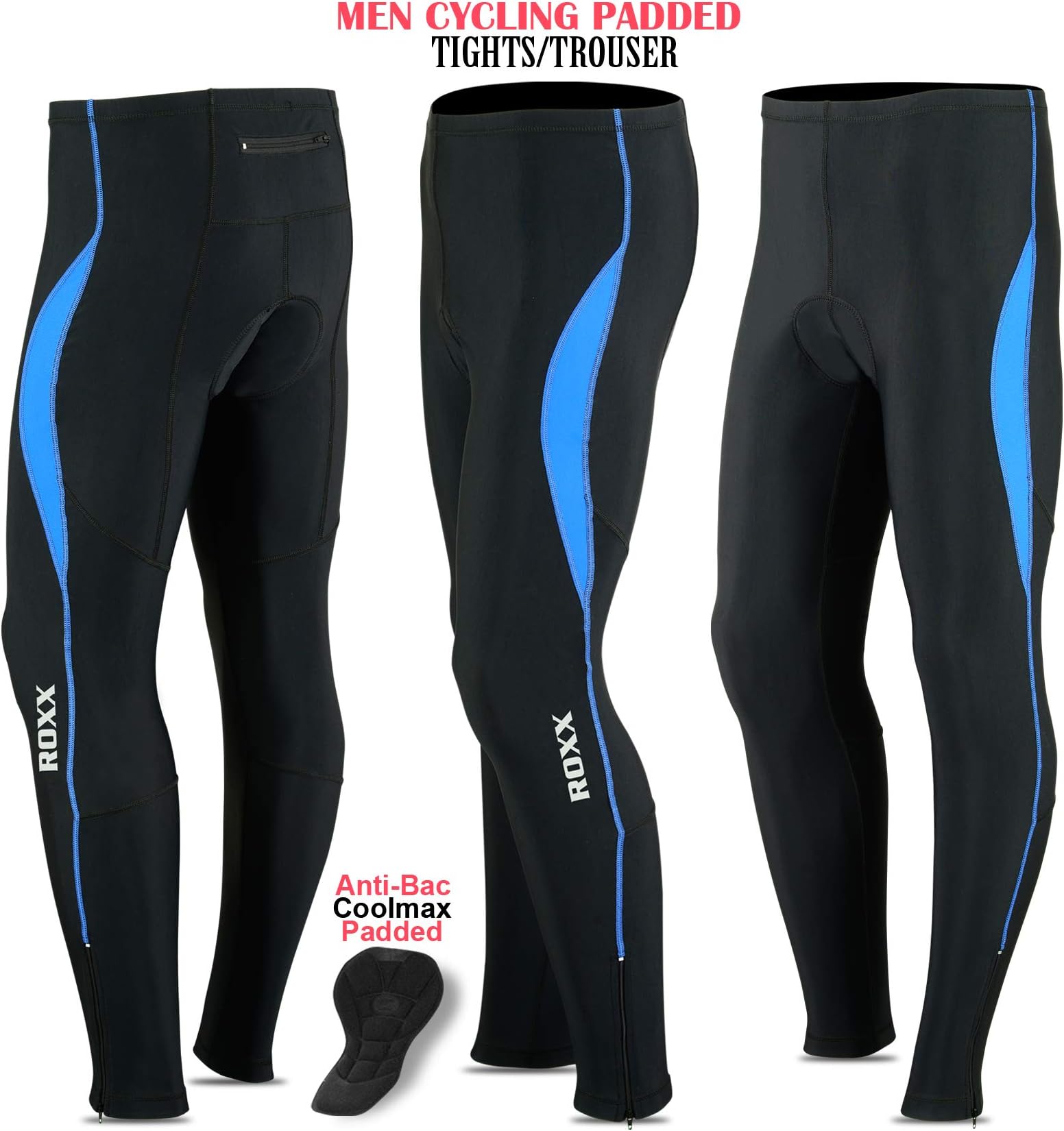 ROXX Men Cycling Tights Trousers Coolmax Padded Bicycle Long Pant Compression