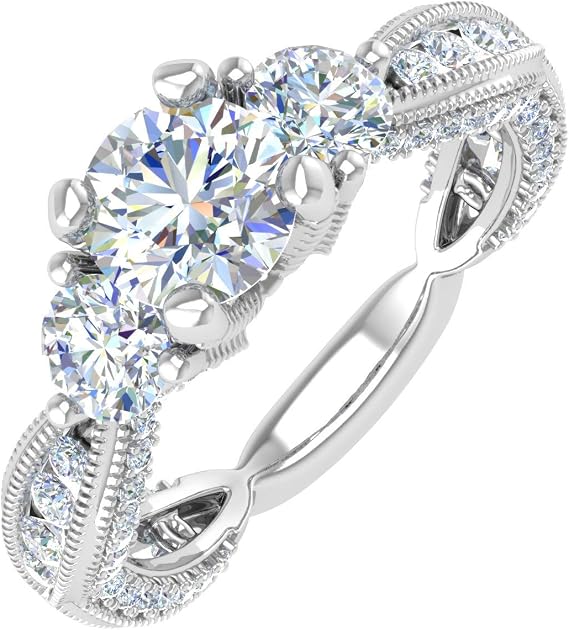 Amazon 1 1 2カラット ダイヤモンド 婚約指輪 14k ホワイトゴールド リング 通販