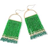 Bohemia Beaded Dangle Earrings - Handmade Seed Bead Earrings, Statement Beaded Tassel Earrings for Women