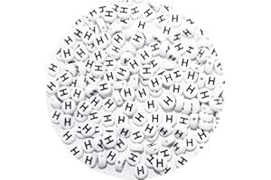 ACOFECT Round Letter Beads 4x7mm Acrylic Alphabet Beads H for Bracelets Making Keychain Jewelry DIY - 100pcs