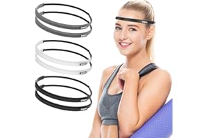 CAMICEBOLSO Sports Silicone Elastic Headbands,Non-Slip Workout Headband, Sports Sweatband,Lightweight and Comfortable Thin Headbands for Women & Men, with Sweat-Guiding Channels Away from Eyes