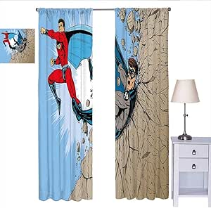 MartinDecor - Cortinas de recámara de superhéroe de la Vieja Escuela