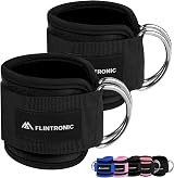 Flintronic Ankle Straps for Cable Machine with Double D-Rings Neoprene Padding