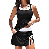 BMJL Womens Two Piece Tankini Swimsuit with Skirt Tummy Control Bathing Suit Modest Swimdress