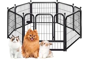 HOHOMETIC 24" Dog Playpen 8 Panels Designed for Indoor & Outdoor Use & Camping,Yard,Dog Crate,Dog Kennel,Puppy Playpen,Keep Pets Secure,Easy Assemble,24" Height for Puppies/Small Dogs,Black