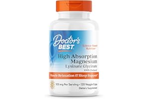 Doctor's Best High Absorption Magnesium Lysinate Glycinate Capsule, Easy to Swallow, 120 Ct