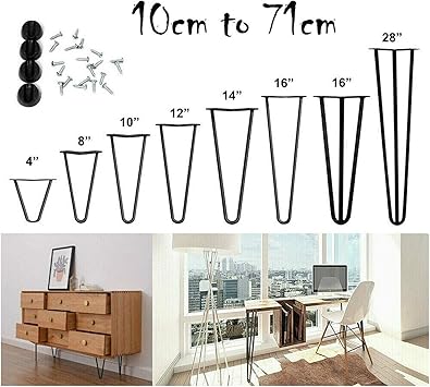 Hair Pin Table Legs Set Of 4 Metal Furniture Feet For Diy Home Coffee Table Coffee Table Desk Cabinets 8 Inches 20 Cm 2 Struts Raw Steel Amazon De Baumarkt