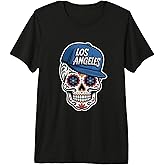 Los Angeles Mexican Sugar Skull Blue White Design Premium Tri-Blend T-Shirt