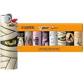 BIC Maxi Pocket Lighter, Special Edition Spooky Series, Halloween-Inspired Designs, Set of 8 Lighters