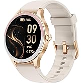 TOOBUR Smart Watch for Women, 40mm HD Smartwatch, Compatible with Android & iOS, Answer/Make Calls, Fitness Watch with Step/Calorie/HR Tracker, IP68, Gorgeous & Comfy, Gift for Women, Beige