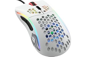 Glorious Model D- (Minus) Wired Gaming Mouse - 61g Superlight Honeycomb Design, RGB, Ergonomic, Pixart 3360 Sensor, Omron Switches, PTFE Feet, 6 Buttons - Matte White
