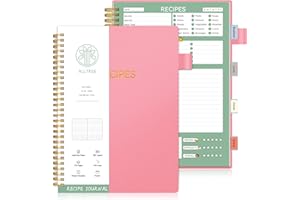 Recipe Book to Write in Your Own Recipes, Sprial Personal Blank Recipe Book, ALLTREE Blank Recipe Notebook with 15 Tabs for F