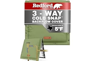 Redford Supply Co. Cold Snap (5°F) Backflow Preventer Insulation Cover, 3-Way Custom, 24"W x 24"H, Pipe Covers for Outside, Sprinkler Covers for Outside, Insulated Well Pump Cover (Green)