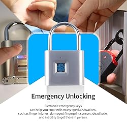 Fingerprint Padlock with Emergency Key, IP66