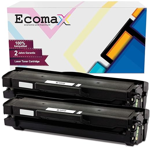 Ecomax 2 Pack XXL Toner kompatibel zu Samsung MLT-D111S/ELS Xpress M2020 M2020W M2022W M2026W SL-M2070W SL-M2070 Series - Sch